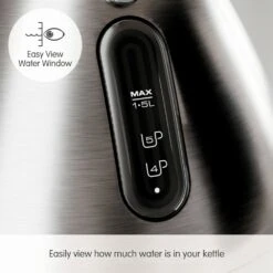 Morphy Richards Venture Brushed Stainless Steel Pyramid Kettle 13 Morphy Richards Venture Brushed Stainless Steel Pyramid Kettle -Morphy Richards Sales 2024 100130 Easy View Water Window text