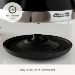 Morphy Richards Venture Black Pyramid Kettle -Morphy Richards Sales 2024 100131 360 cordless base text