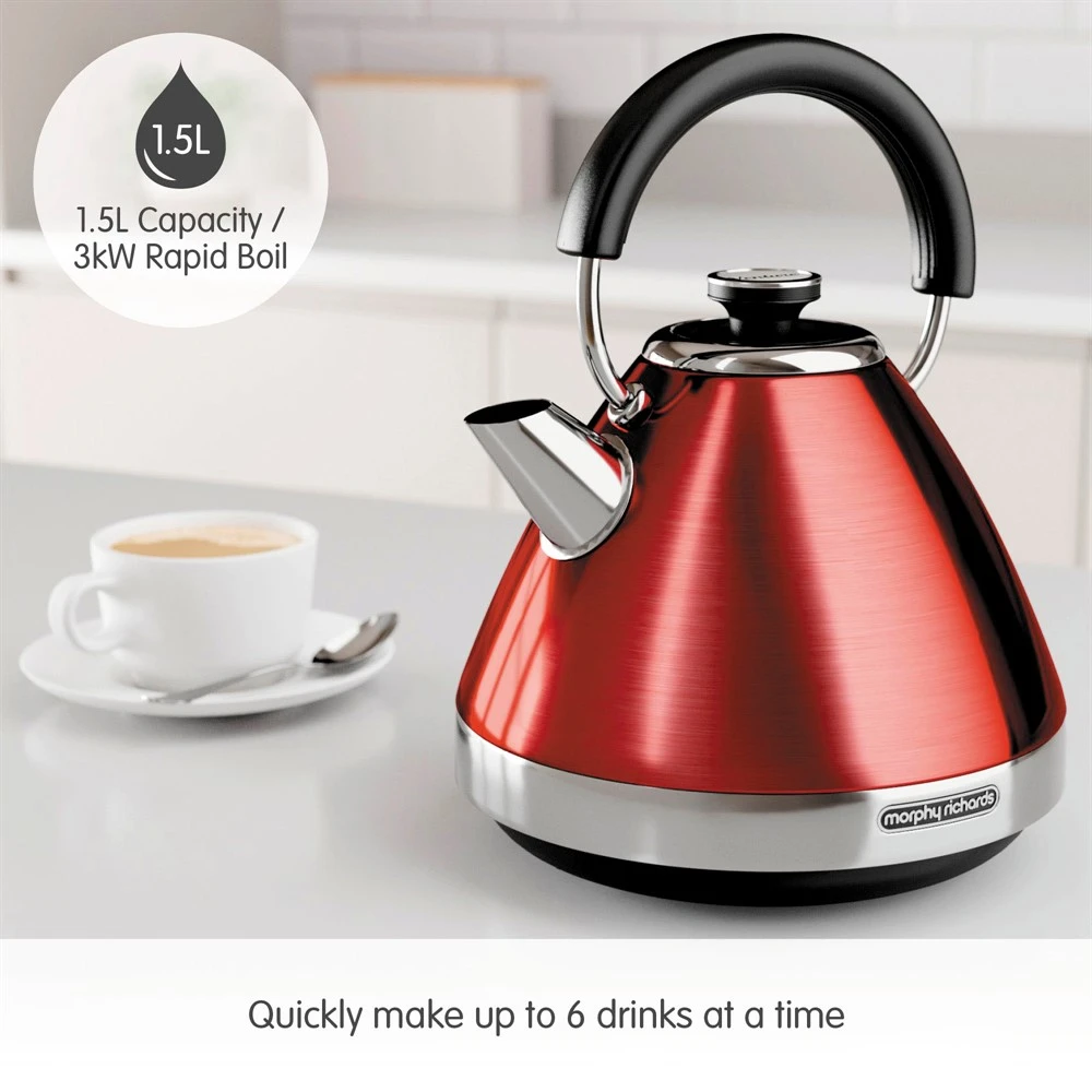 Morphy Richards Venture Red Pyramid Kettle 4 Morphy Richards Venture Red Pyramid Kettle - Image 2