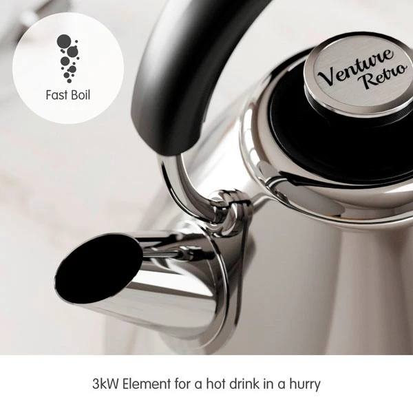Morphy Richards Venture Retro Polished Stainless Steel Pyramid Kettle 7 Morphy Richards Venture Retro Polished Stainless Steel Pyramid Kettle - Image 5