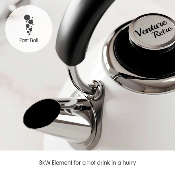 Morphy Richards Venture Retro White Pyramid Kettle 7 Morphy Richards Venture Retro White Pyramid Kettle - Image 5