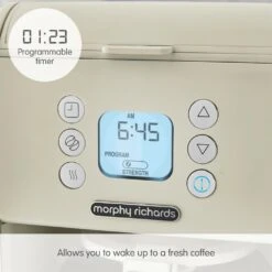 Morphy Richards Verve Cream Pour Over Filter Coffee Machine -Morphy Richards Sales 2024 163006 Programmable timer text