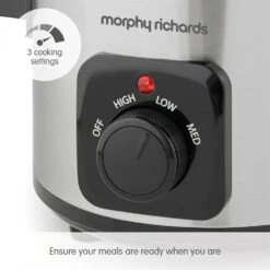 Morphy Richards Brushed Stainless Steel 1.5L Ceramic Slow Cooker 10 Morphy Richards Brushed Stainless Steel 1.5L Ceramic Slow Cooker -Morphy Richards Sales 2024 460300 3 cooking settings text