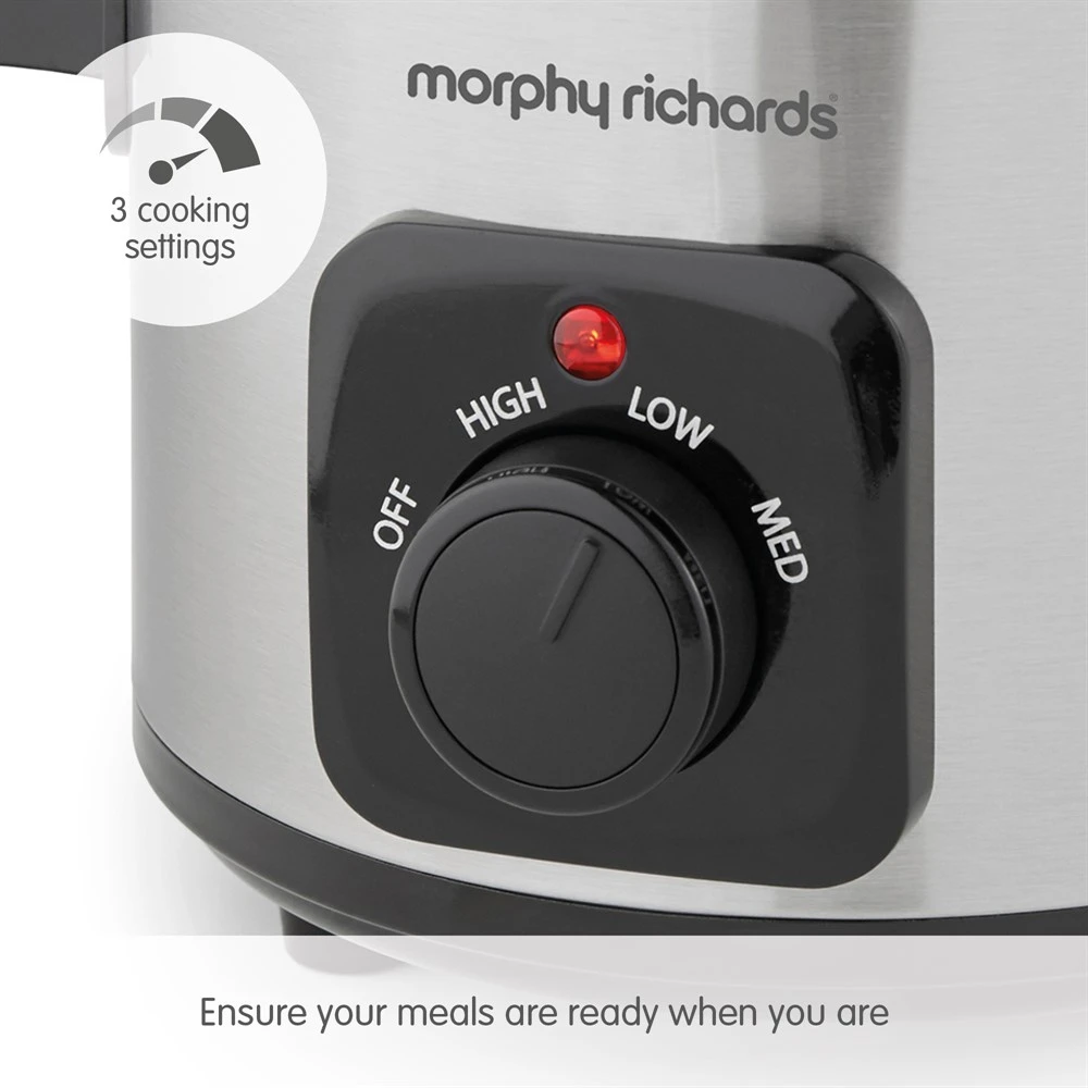 Morphy Richards Brushed Stainless Steel 1.5L Ceramic Slow Cooker 5 Morphy Richards Brushed Stainless Steel 1.5L Ceramic Slow Cooker - Image 3
