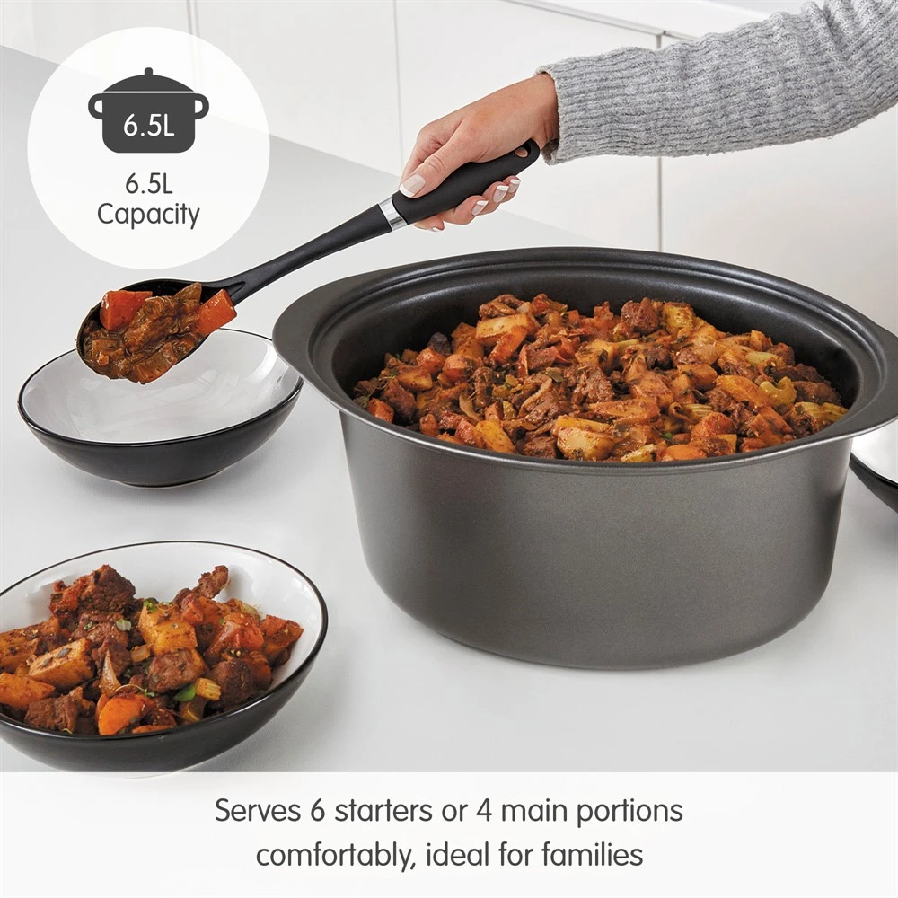 461022-6.5L_Capacity-text.jpg Morphy Richards Sear and Stew 6.5L Oval Slow Cooker Titanium -Morphy Richards Sales 2024 461022 6.5L Capacity